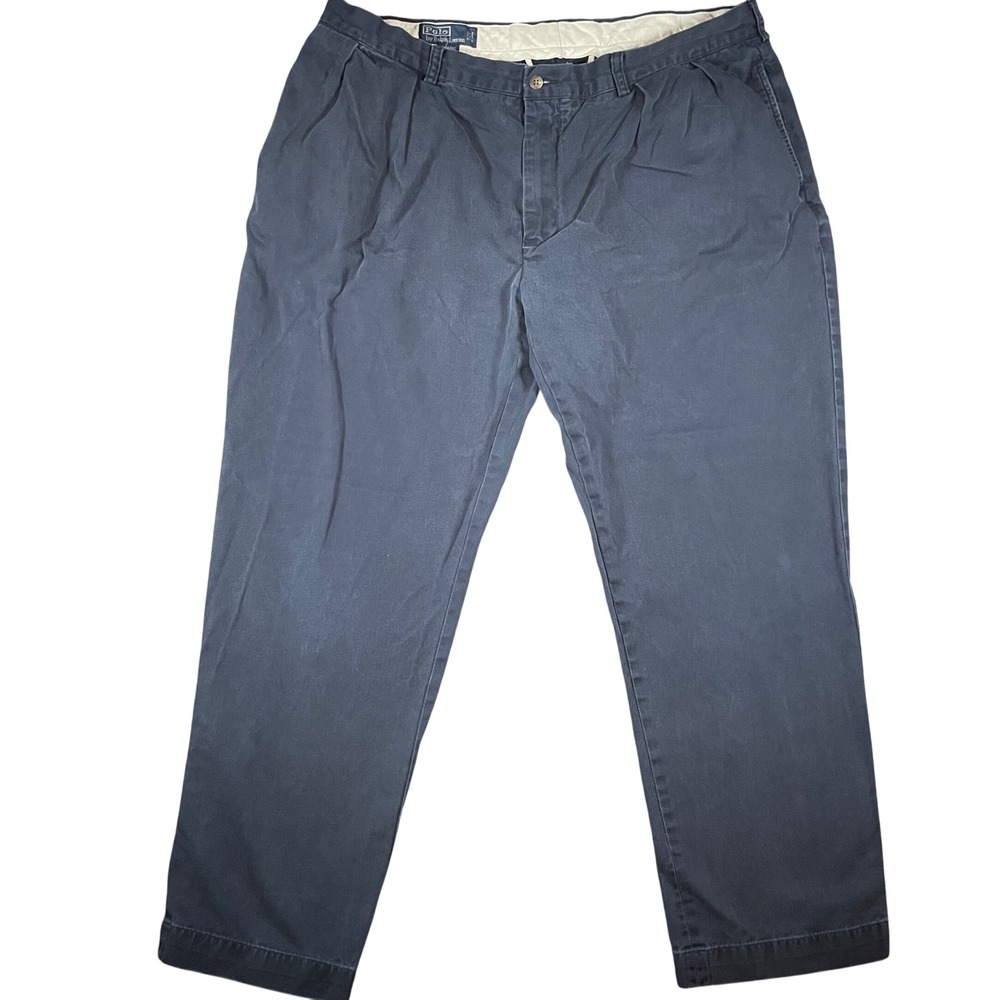 Vintage Polo Ralph Lauren Pants Men 42x32 Navy Blue Ethan Pleated Preppy Office